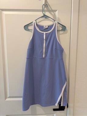 Sage Lavender Mini Dress with White Trim